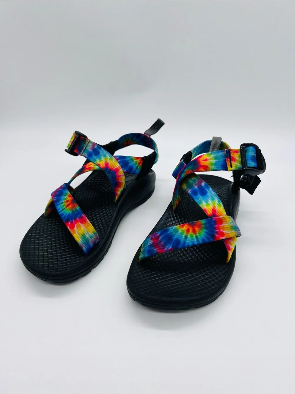 Chaco Kids Z/1 EcoTread Tie-Dye Strap Sandals - Rainbow on Black Footbed Size 13